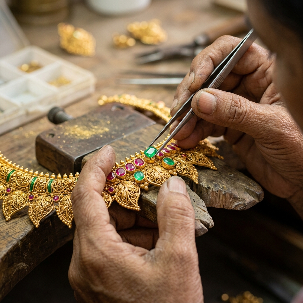 Gemstone Setting on Kerala Gold